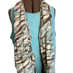 Banana Republic Blue Grey Scarf Animal Print Silk Cotton Fashion Scarf